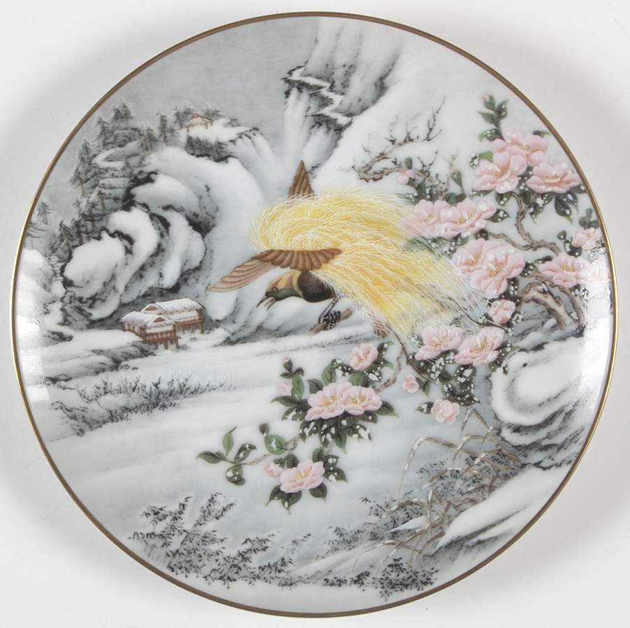 Birds & Flowers-Cathay Winter Solstice - No Box by Franklin Mint-1