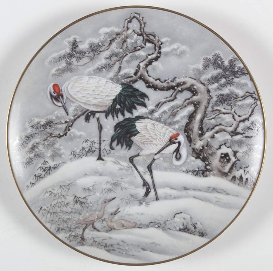 Birds & Flowers-Cathay Big Snow - No Box by Franklin Mint-1