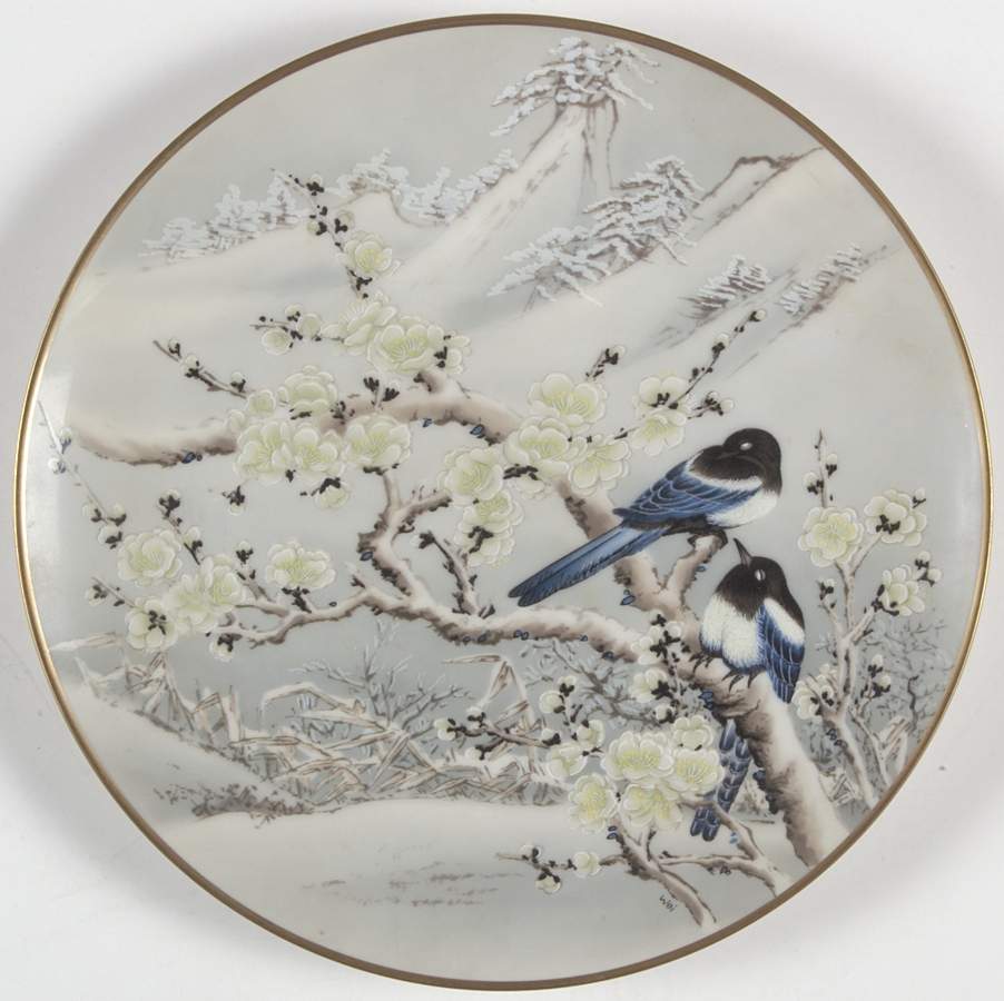 Birds & Flowers-Cathay Ta Han -Great Cold - No Box by Franklin Mint-1