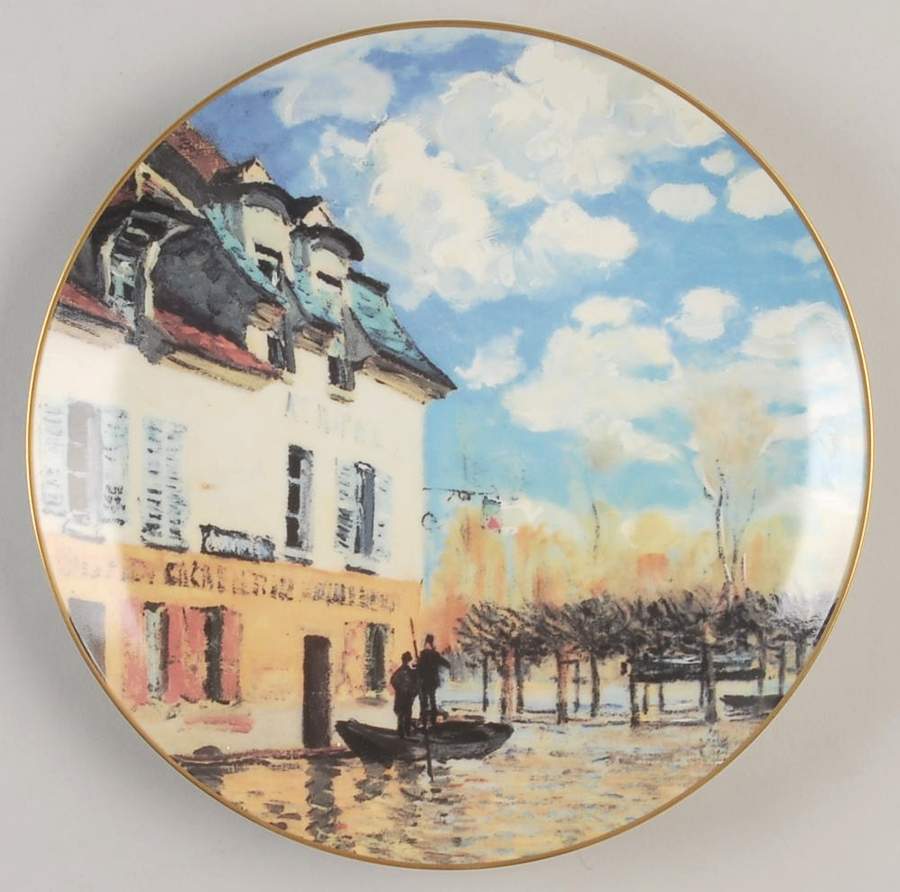 The Masterpieces of Impressionism The Flood At Port Marly-Alfred Sisley - No Box by Franklin Mint-1