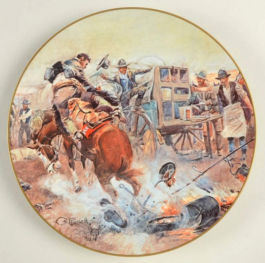 Charles Russell Western Series A Bronc To Breakfast - Boxed by Franciscan-1