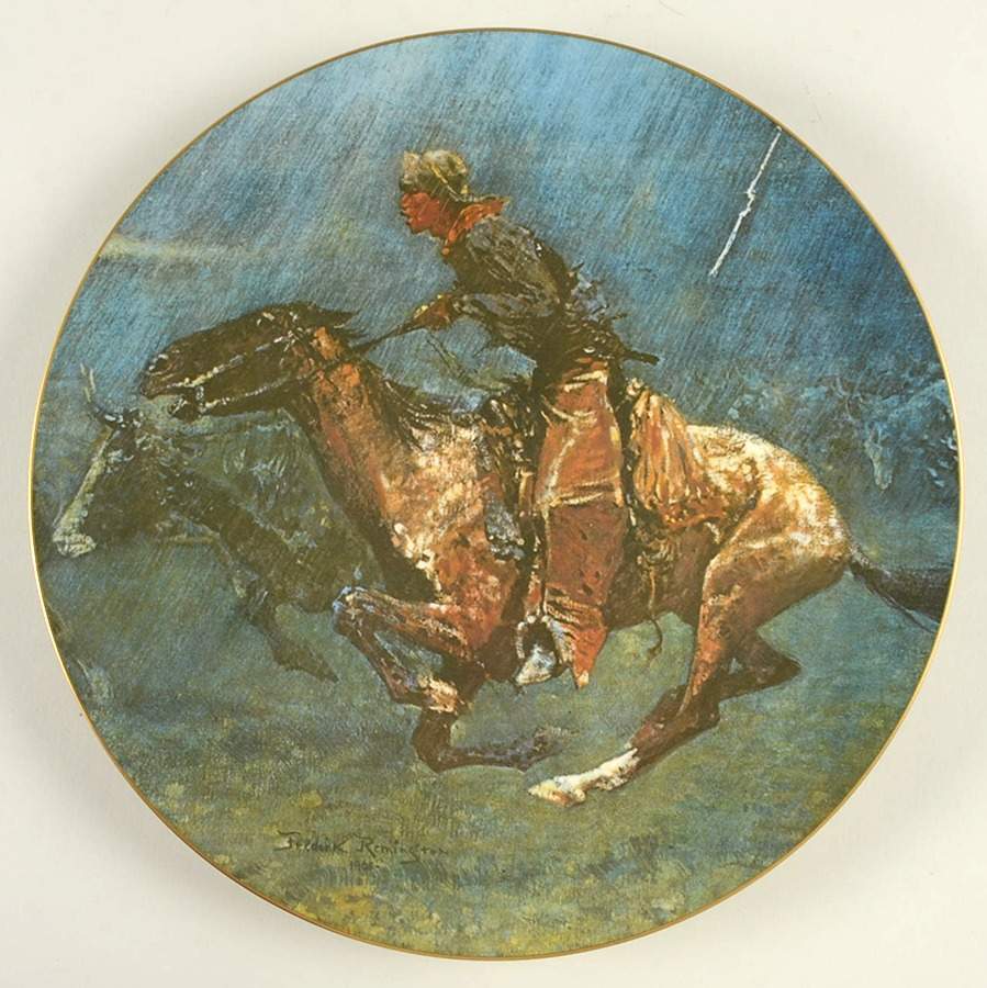 Frederic Remington Western Series Stampeded By Lightning - Boxed by Franciscan-1