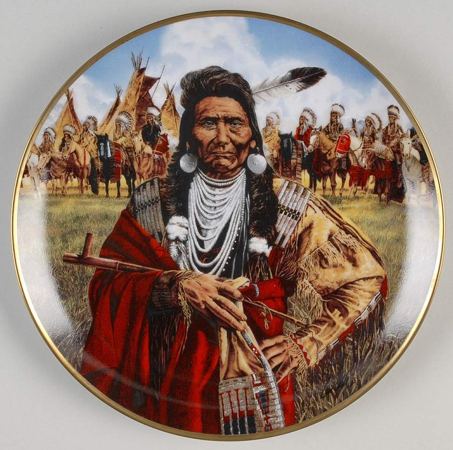 American Indian Heritage Foundation Museum Chief Joseph Man Of Peace - No Box by Franklin Mint-1