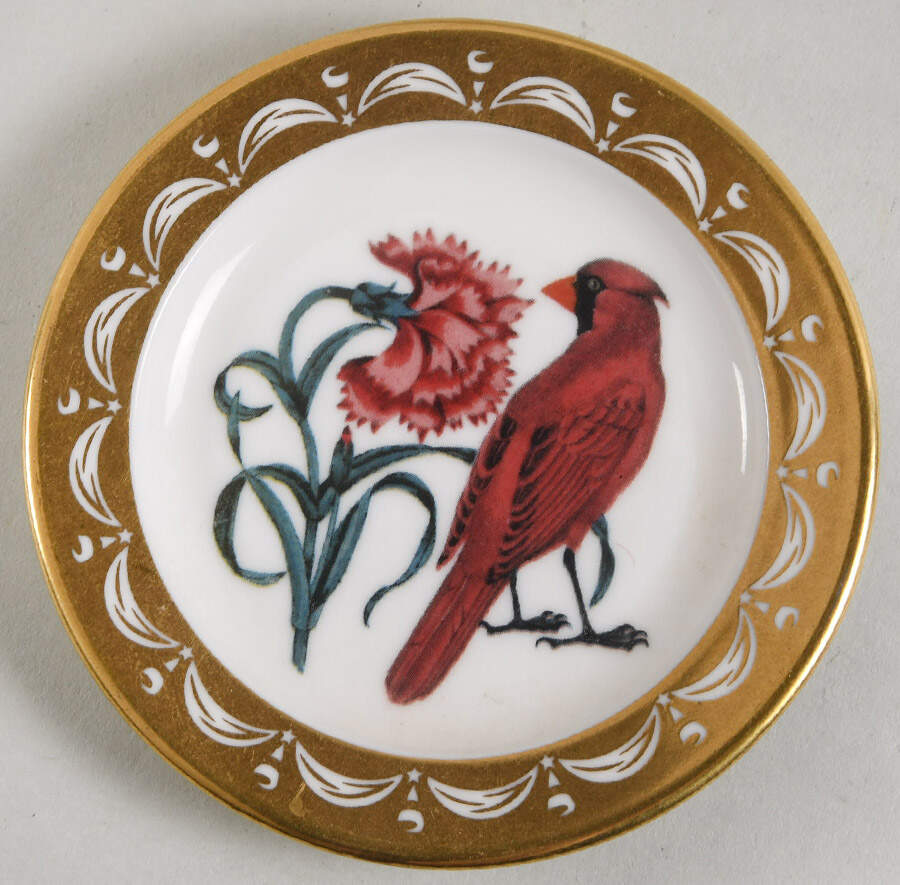 State Birds & Flowers Miniature Ohio-Cardinal / Scarlet Carnation - Ohio, No Box by Franklin Mint-1