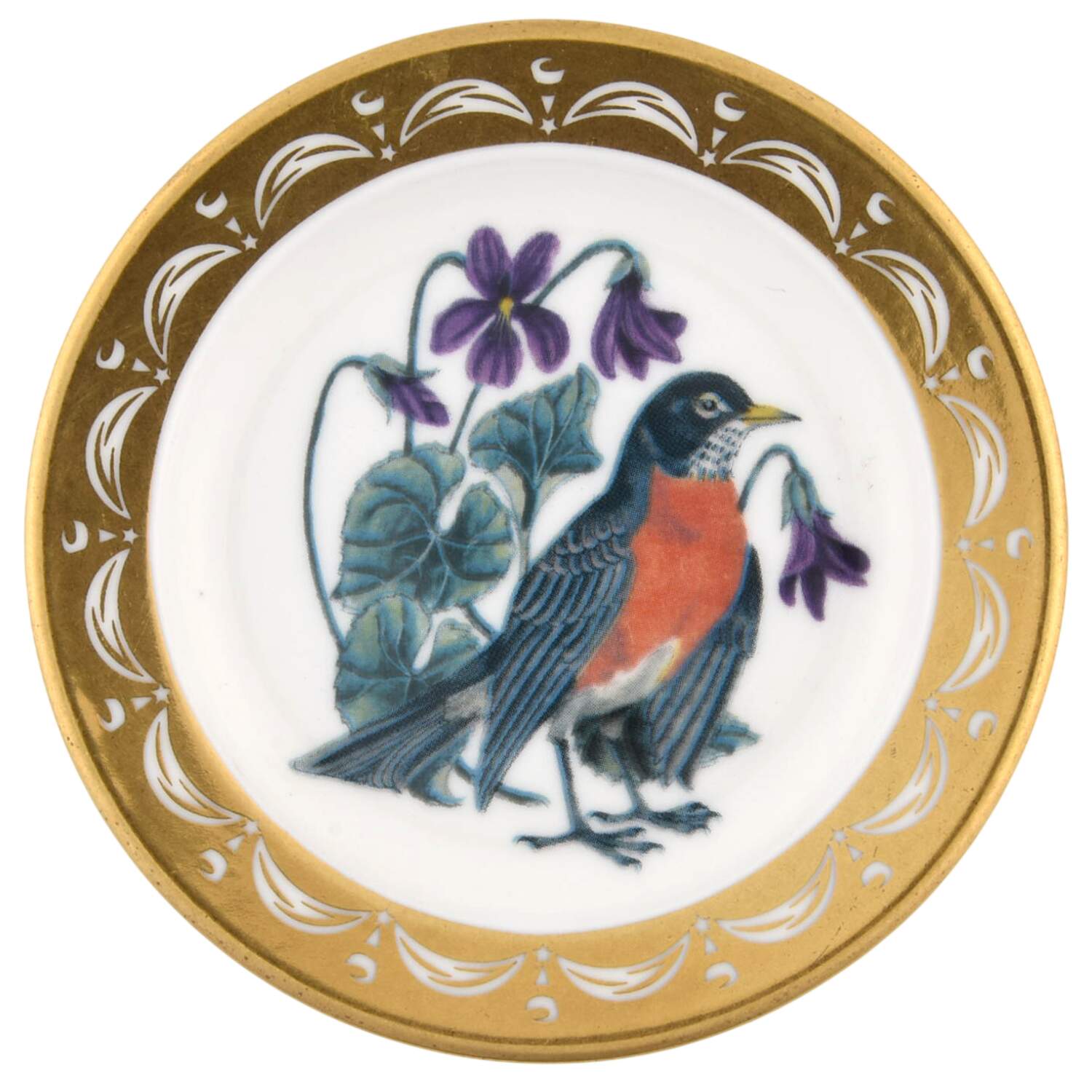 State Birds & Flowers Miniature Wisconsin-Robin / Violet - Wisconsin, No Box by Franklin Mint-1