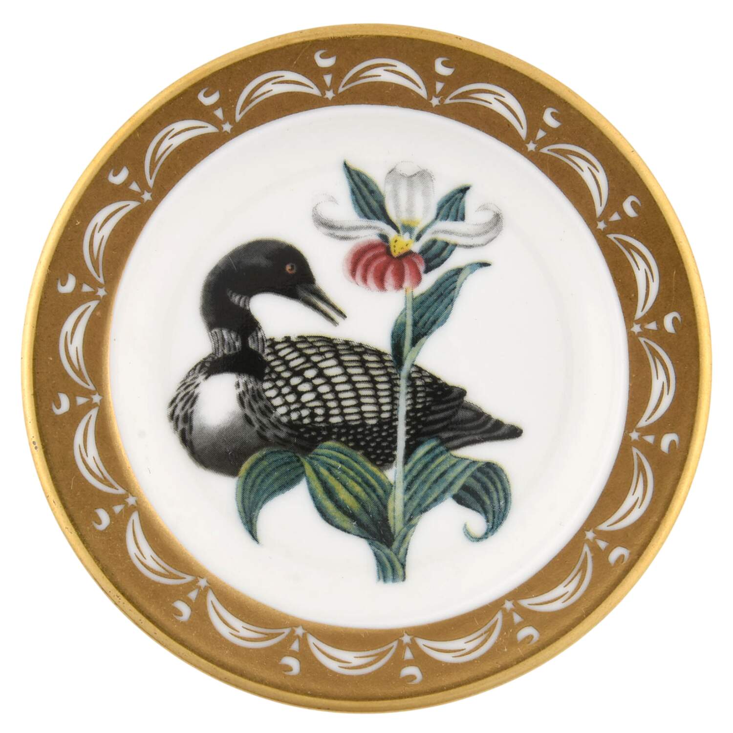State Birds & Flowers Miniature Minnesotoa-Loon / Lady Slipper - Minnesota, No Box by Franklin Mint-1