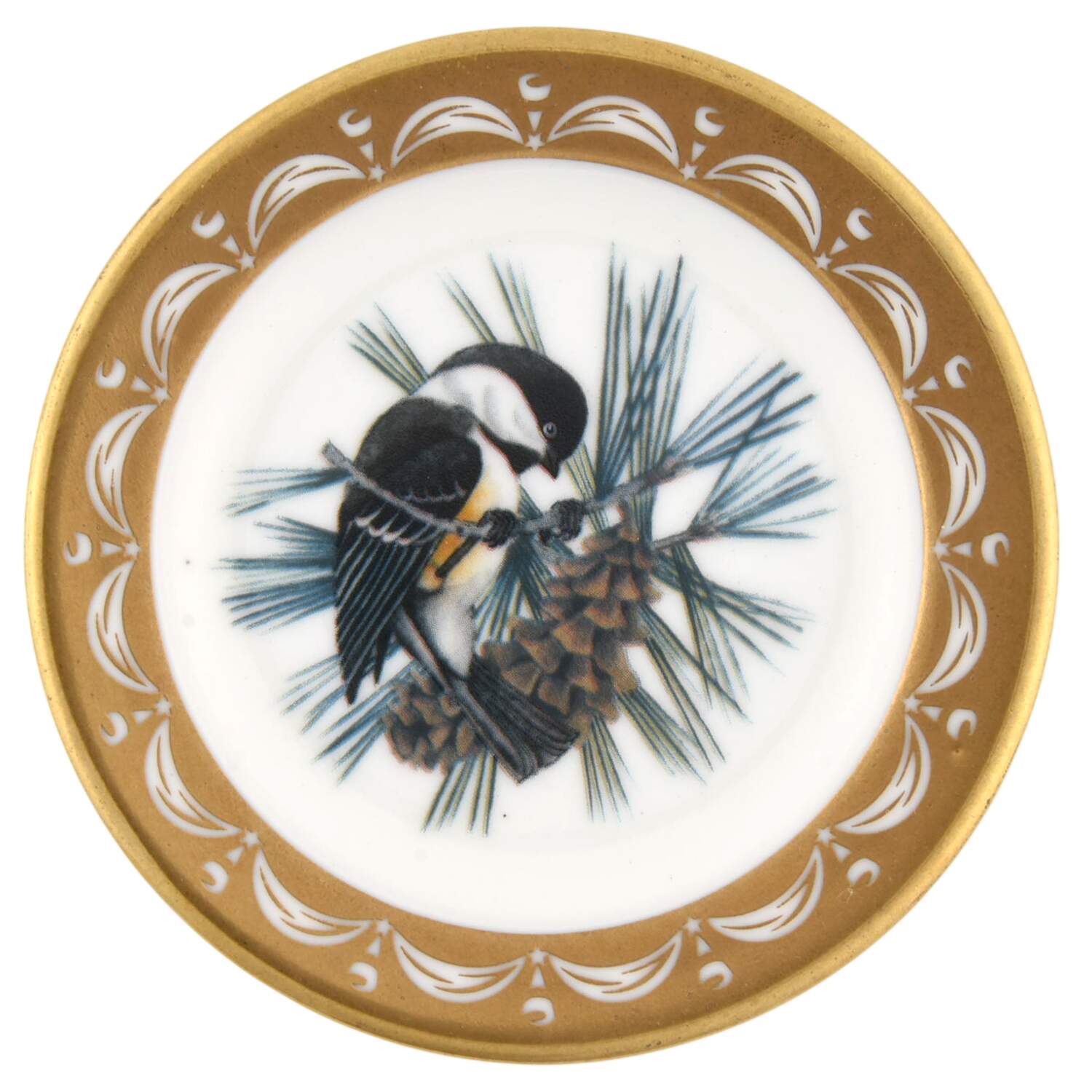 State Birds & Flowers Miniature Maine-Chickadee / Pine Cone & Tassle - Maine, No Box by Franklin Mint-1