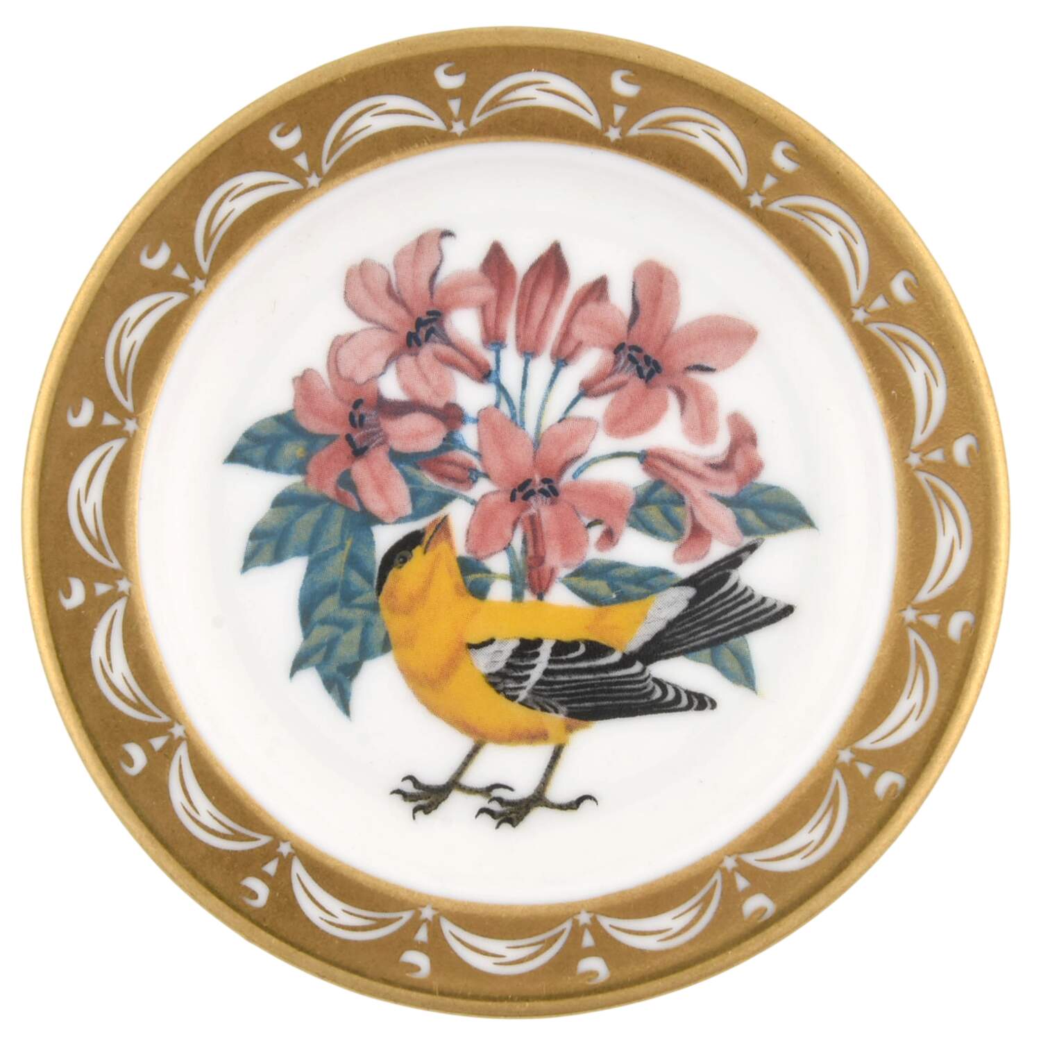 State Birds & Flowers Miniature Washington-Willow Goldfinch / Rhododendr - Washington, No Box by Franklin Mint-1