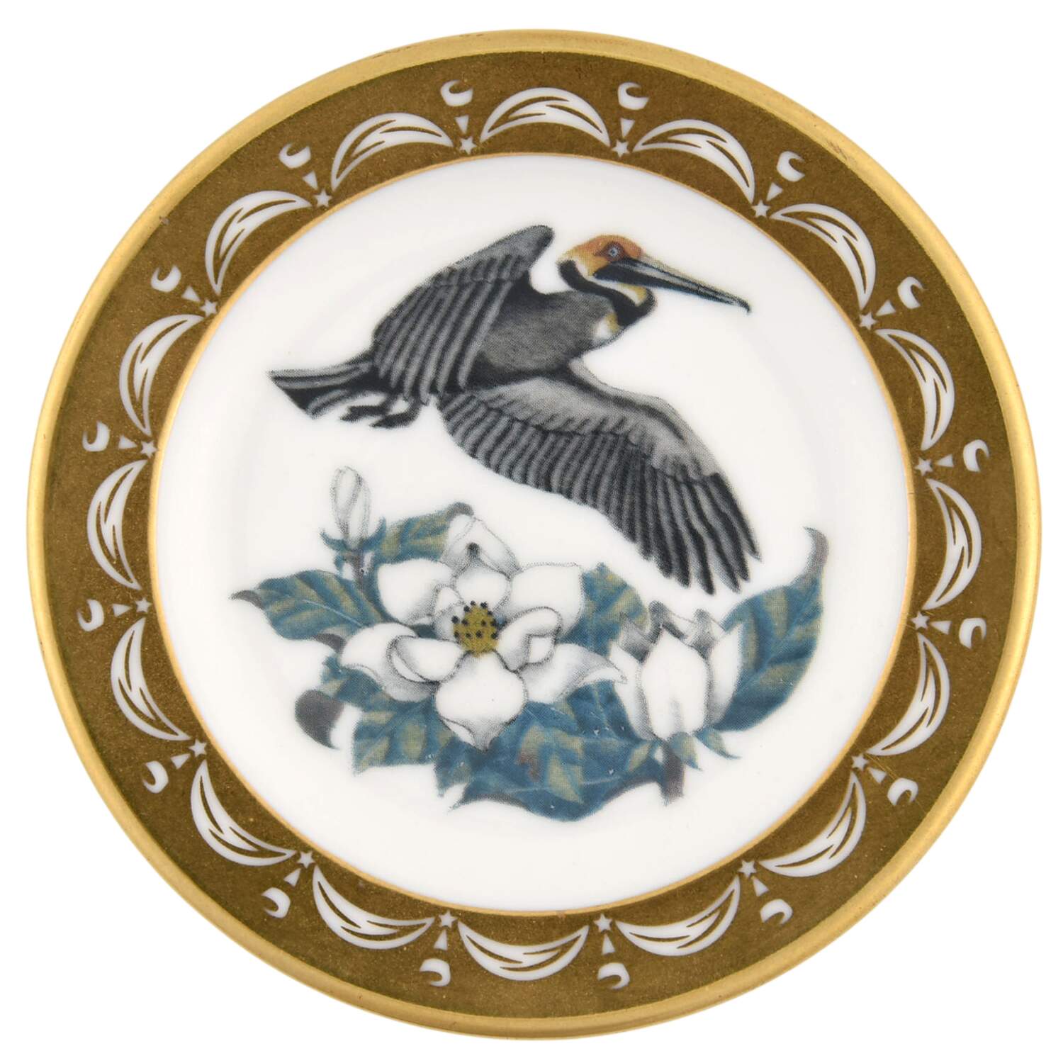 State Birds & Flowers Miniature Louisiana-Brown Pelican / Magnolia - Louisiana, No Box by Franklin Mint-1