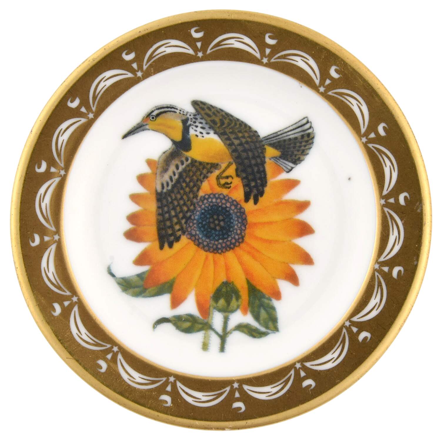 State Birds & Flowers Miniature Kansas-Western Meadowlark / Sunflower - Kansas, No Box by Franklin Mint-1