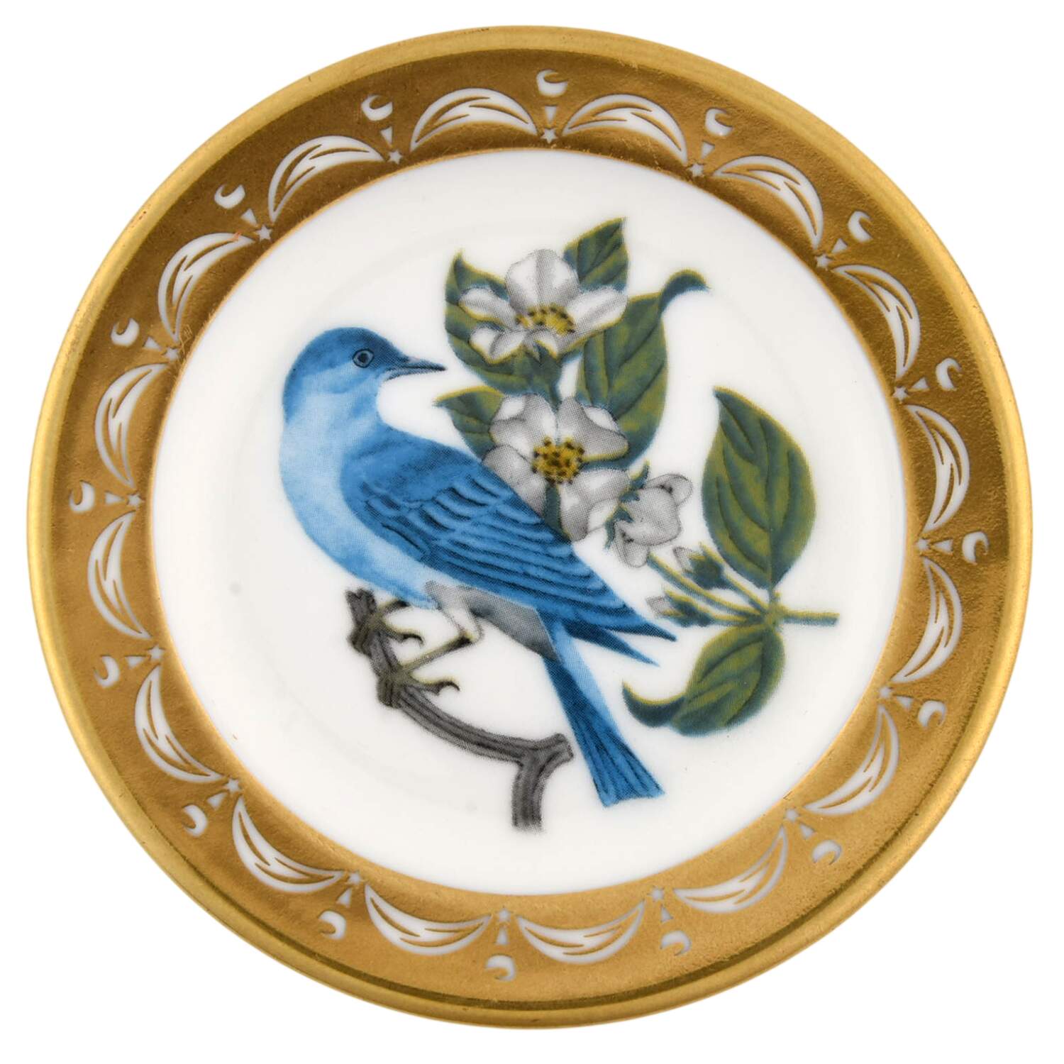 State Birds & Flowers Miniature Idaho-Mountain Bluebird / Syringa - Idaho, No Box by Franklin Mint-1