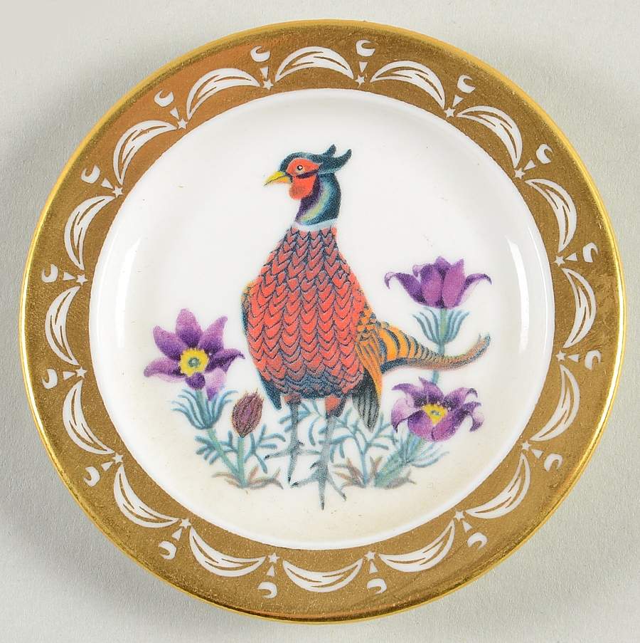 State Birds & Flowers Miniature South Dakota-Ring-Necked Pheasant/Pasque - South Dakota, No Box by Franklin Mint-1