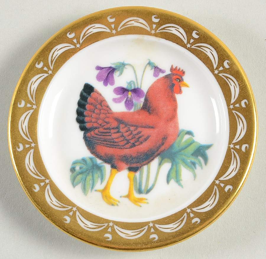 State Birds & Flowers Miniature Rhode Island-Rhode Island Red / Violet - Rhode Island, No Box by Franklin Mint-1