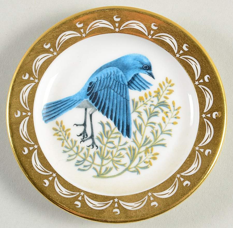State Birds & Flowers Miniature Nevada-Mountain Bluebird / Sagebrush - Nevada, No Box by Franklin Mint-1