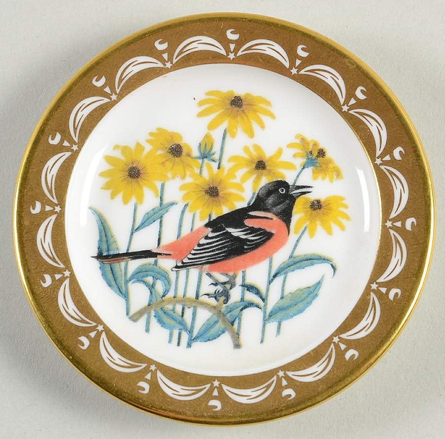 State Birds & Flowers Miniature Maryland-Baltimore Oriole/Blackeyed Susa - Maryland, No Box by Franklin Mint-1