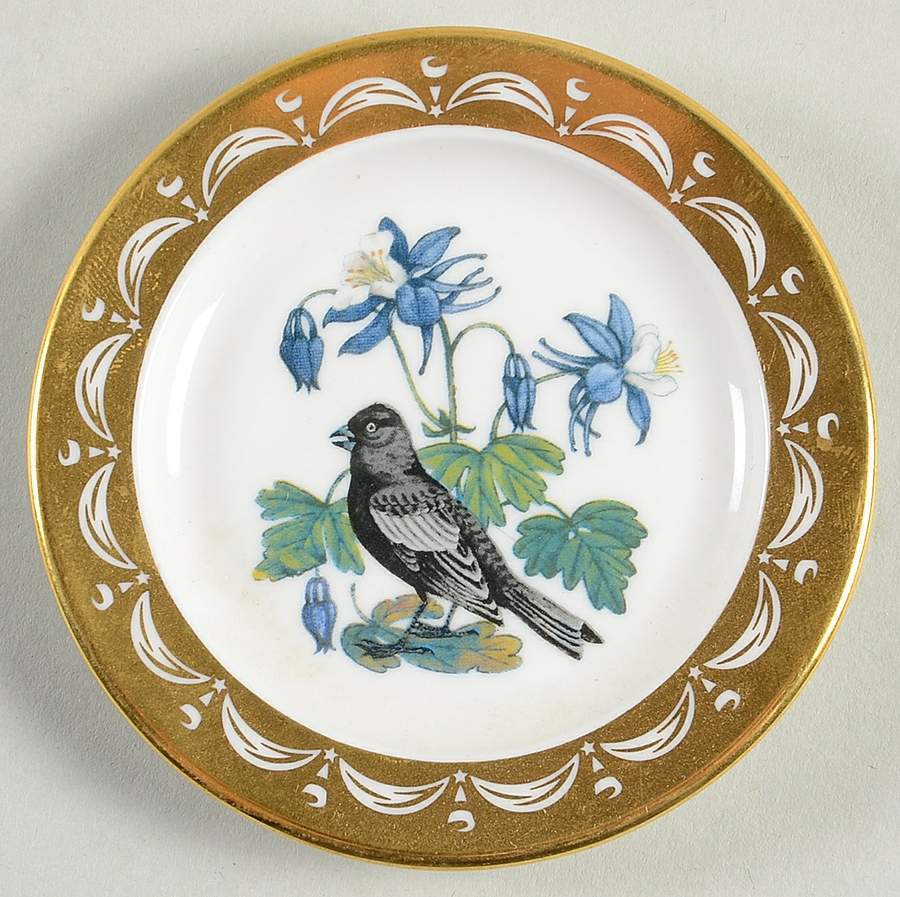 State Birds & Flowers Miniature Colorado-Lark Bunting / Columbine - Colorado, No Box by Franklin Mint-1
