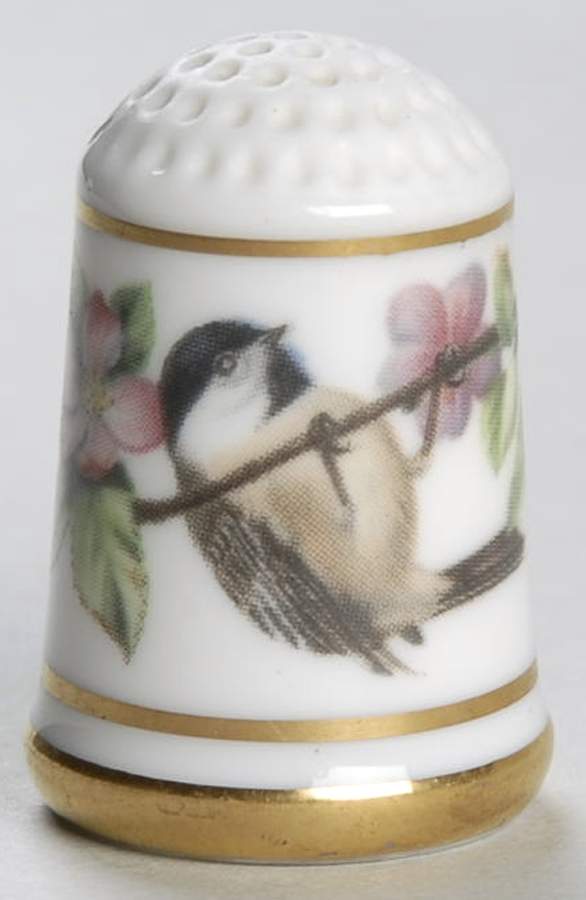 Garden Birds Thimble Collection Black Capped Chickadee - No Box by Franklin Mint-1