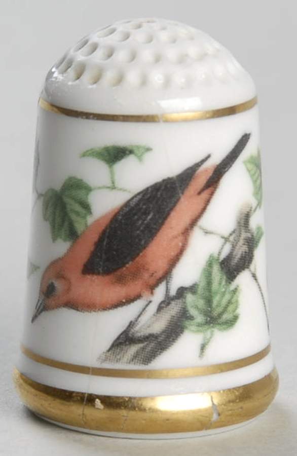 Garden Birds Thimble Collection Scarlet Tanager - No Box by Franklin Mint-1