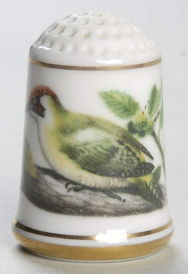Garden Birds Thimble Collection Green Woodpecker - No Box by Franklin Mint-1