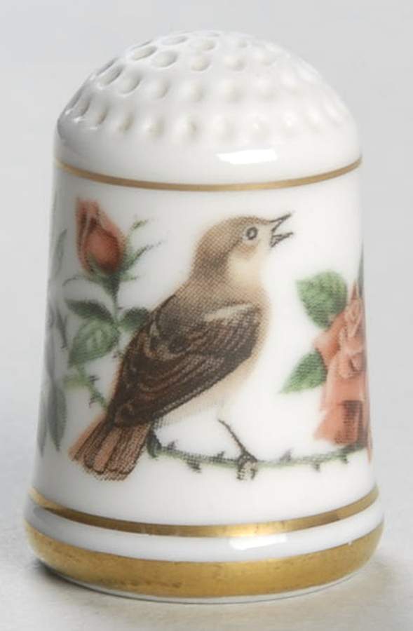 Garden Birds Thimble Collection Nightingale - No Box by Franklin Mint-1