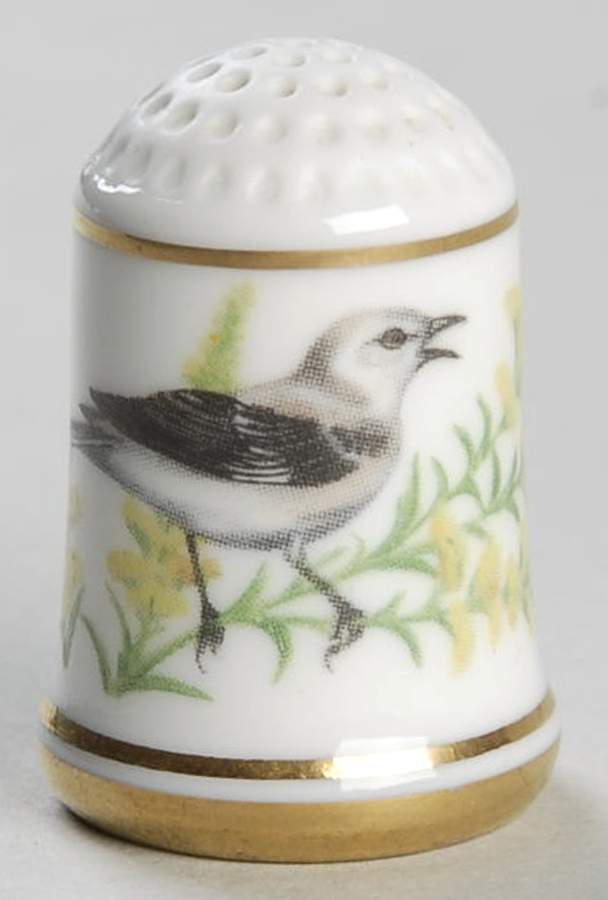 Garden Birds Thimble Collection Mockingbird - No Box by Franklin Mint-1