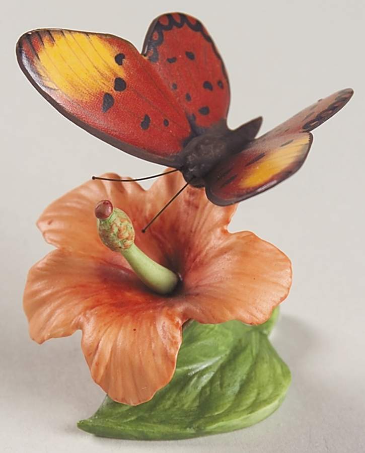 Butterflies of The World  Fiery Acraea-Hibiscus - No Box by Franklin Mint-1