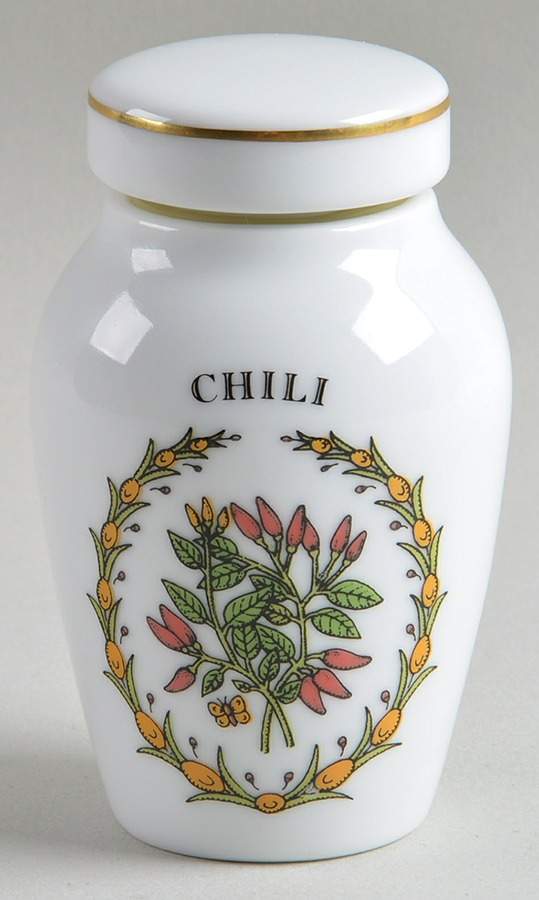 Gloria Vanderbilt Spice Jars Chili Powder - Spice Jar Set-Ind Jar-Motif 9 by Franklin Mint-1