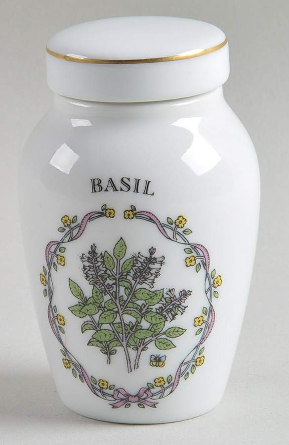 Gloria Vanderbilt Spice Jars Basil - Spice Jar Set-Ind Jar-Motif 18 by Franklin Mint-1