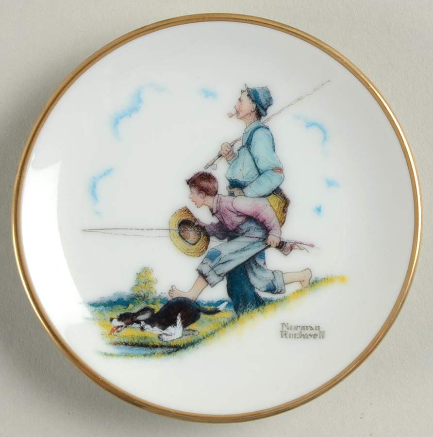 Four Seasons Miniature-Plates Goin' Fishin' - No Box by Fairmont Collectible-1