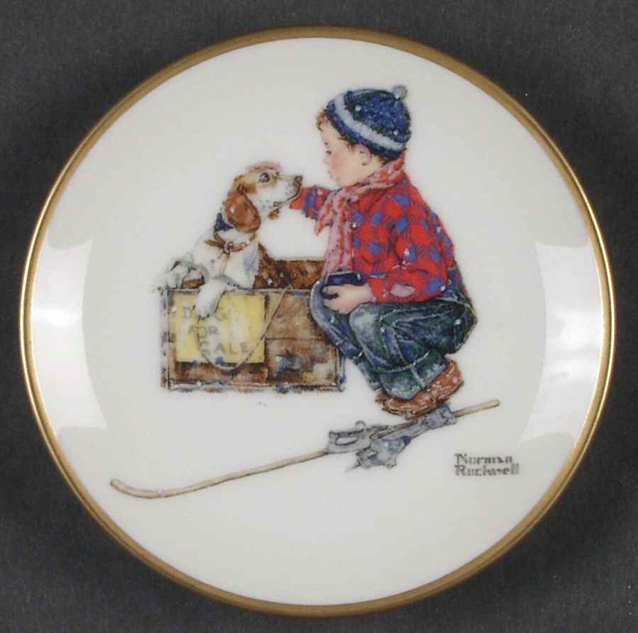 Four Seasons Miniature-Plates A Boy Meets His Dog - Boxed by Fairmont Collectible-1
