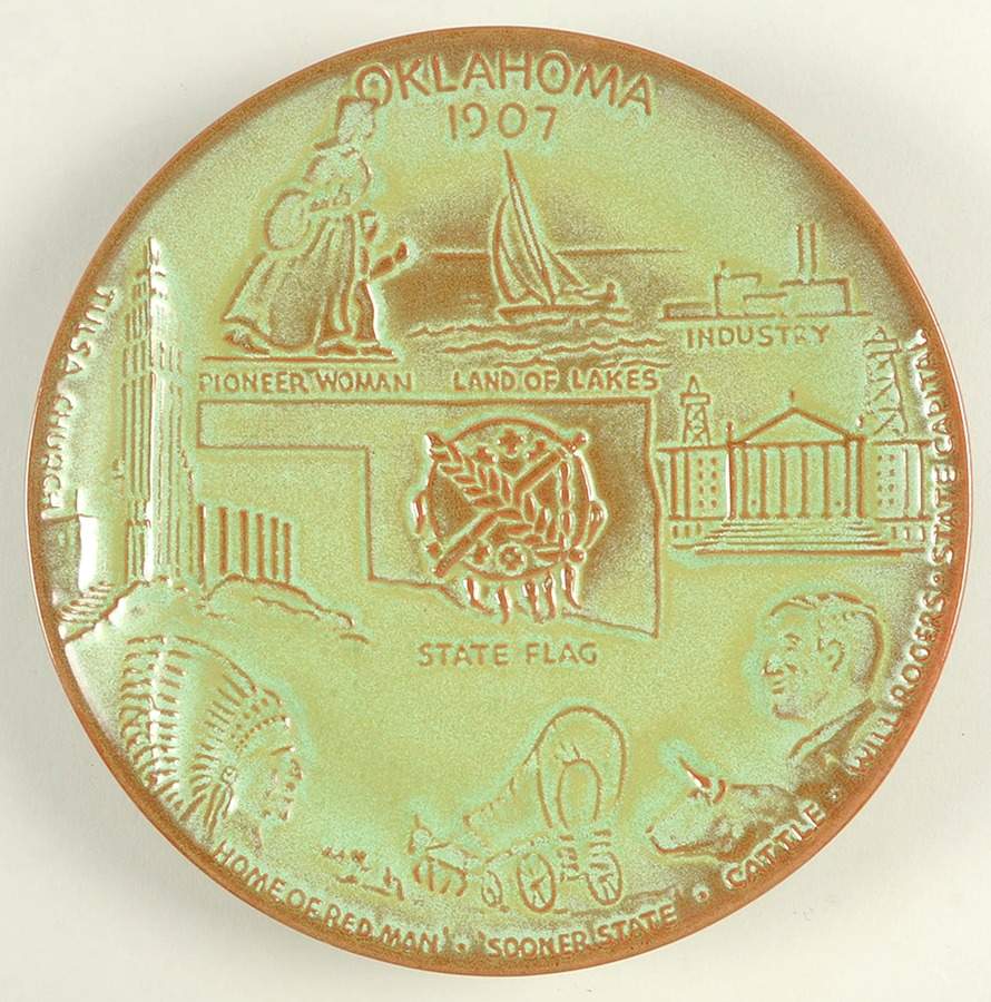Plates Oklahoma-Green - No Box by Frankoma-1