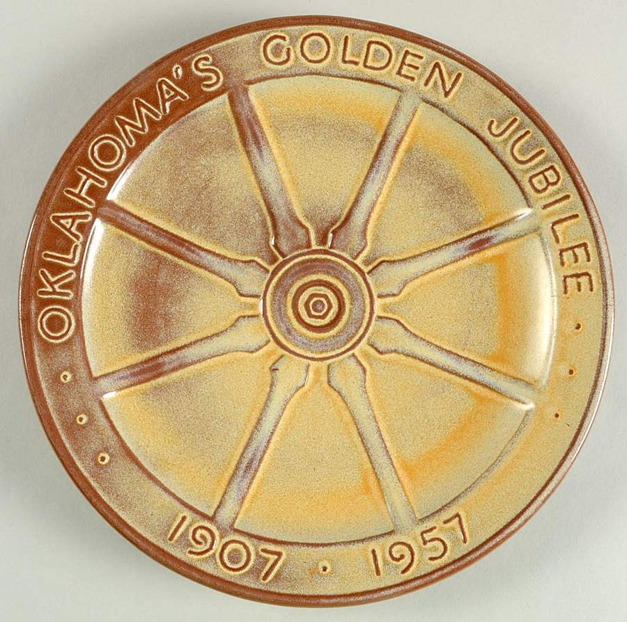 Plates Oklahoma's Golden Jubliee-1907-1957 - No Box by Frankoma-1
