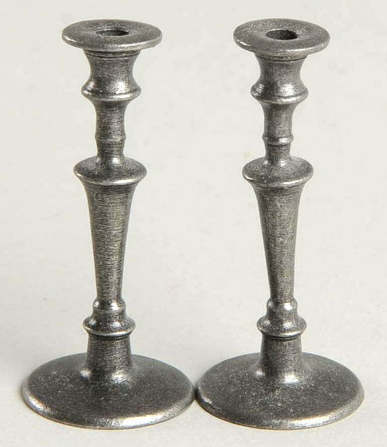 Colonial American Miniatures Pair Of Candlesticks By Hopper - No Box by Franklin Mint-1