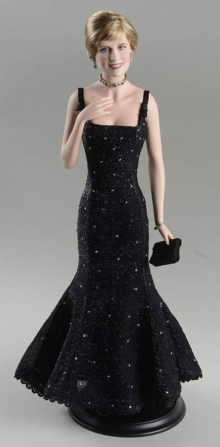 Diana Princess of Wales Porcelain Dolls Princess Of Sophistication-Black Dress - Boxed by Franklin Mint-1