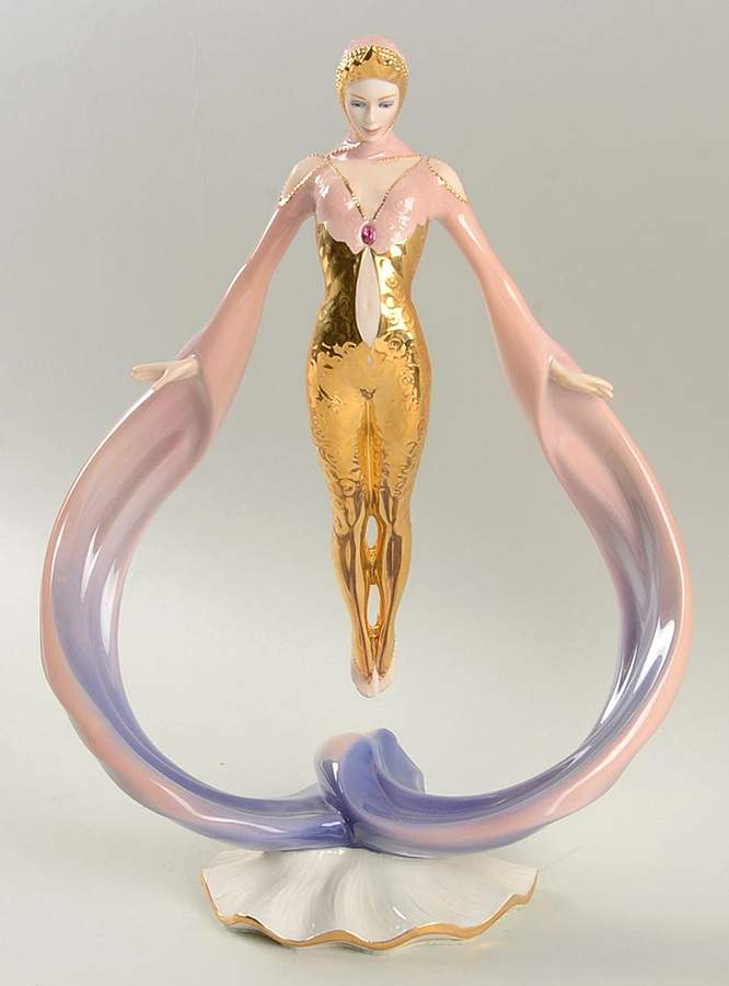 Art Deco-Figurine Series Daybreak In Gold - No Box by Franklin Mint-1