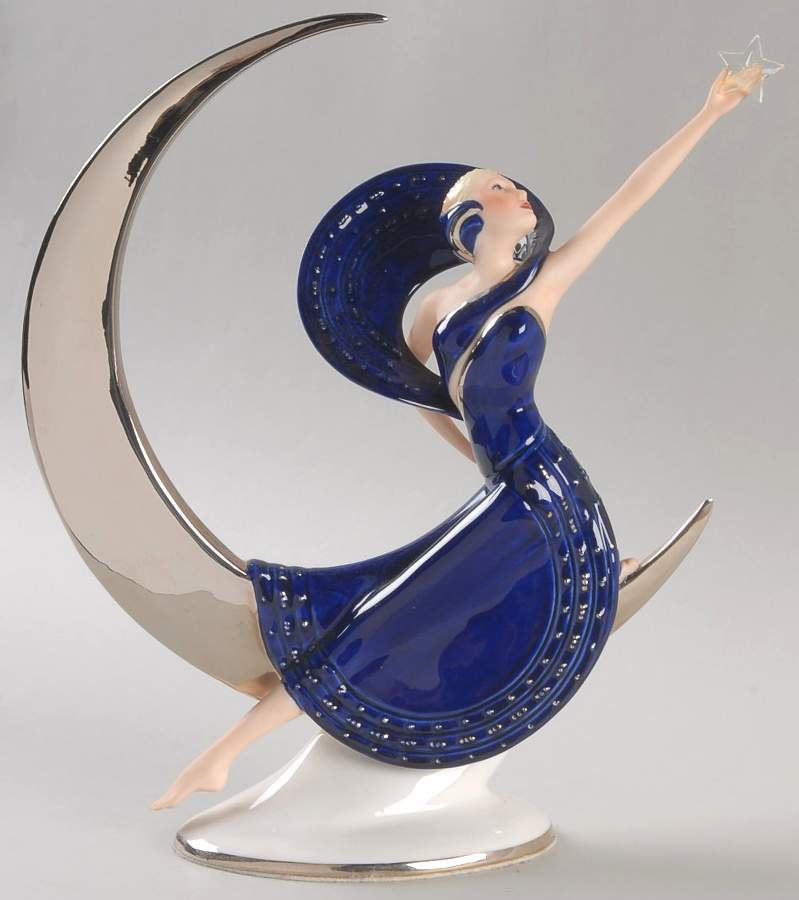 Art Deco-Figurine Series Moonlight In Platinum - No Box by Franklin Mint-1