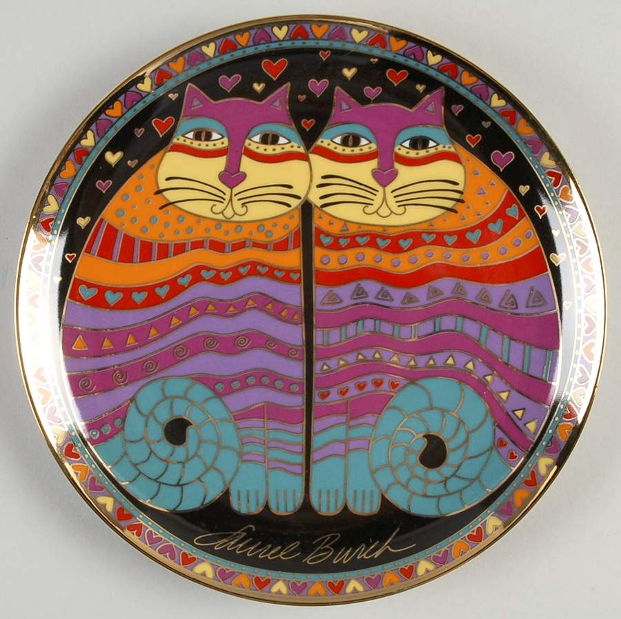 Laurel Burch Contemporary Cats Friendly Felines - No Box by Franklin Mint-1
