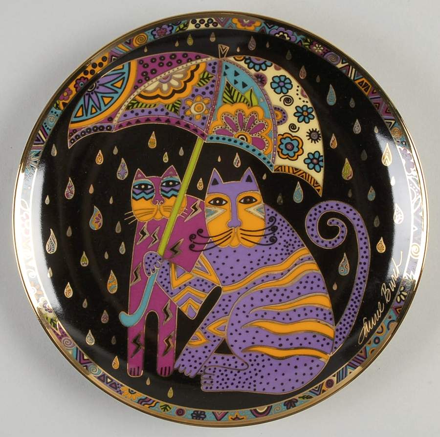 Laurel Burch Contemporary Cats Fair Weather Felines - No Box by Franklin Mint-1