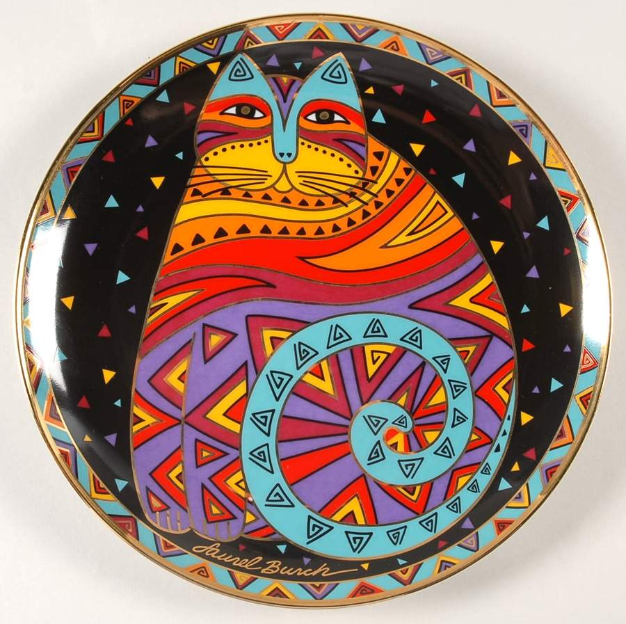 Laurel Burch Contemporary Cats Rainbow Feline - No Box by Franklin Mint-1
