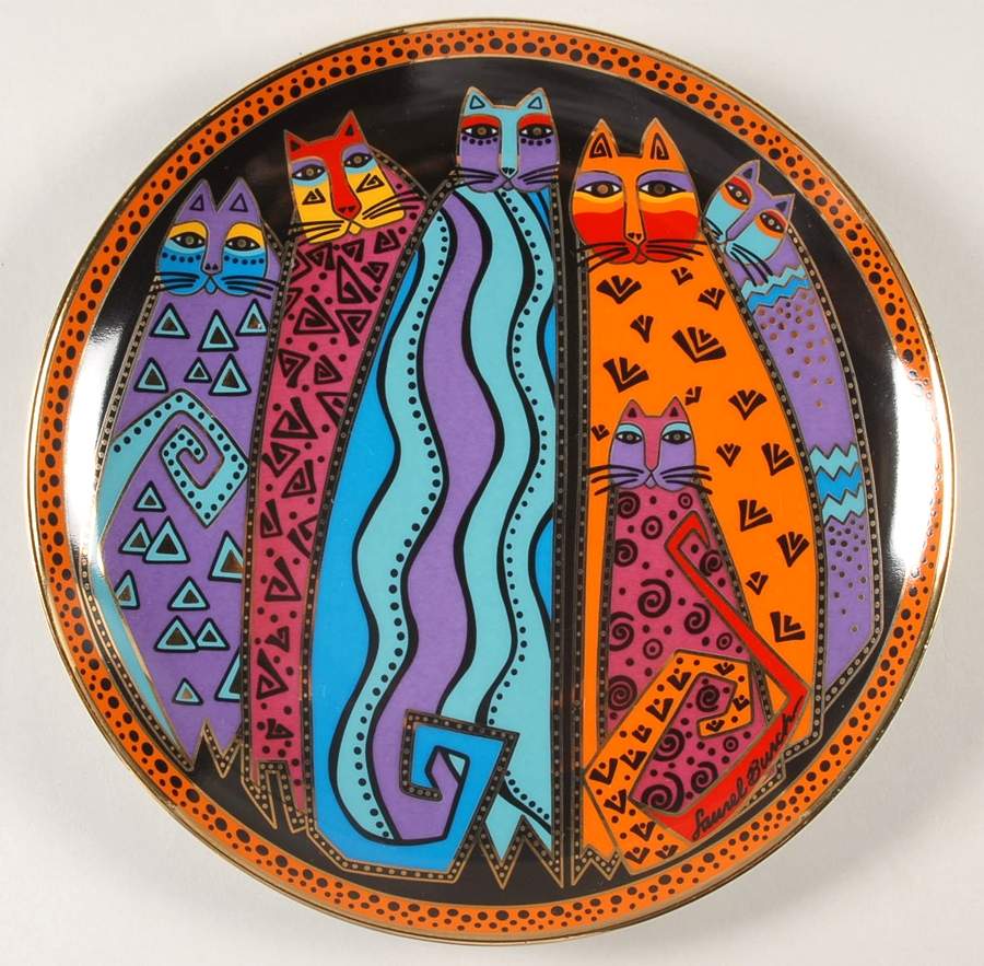 Laurel Burch Contemporary Cats Santa Fe Felines - No Box by Franklin Mint-1