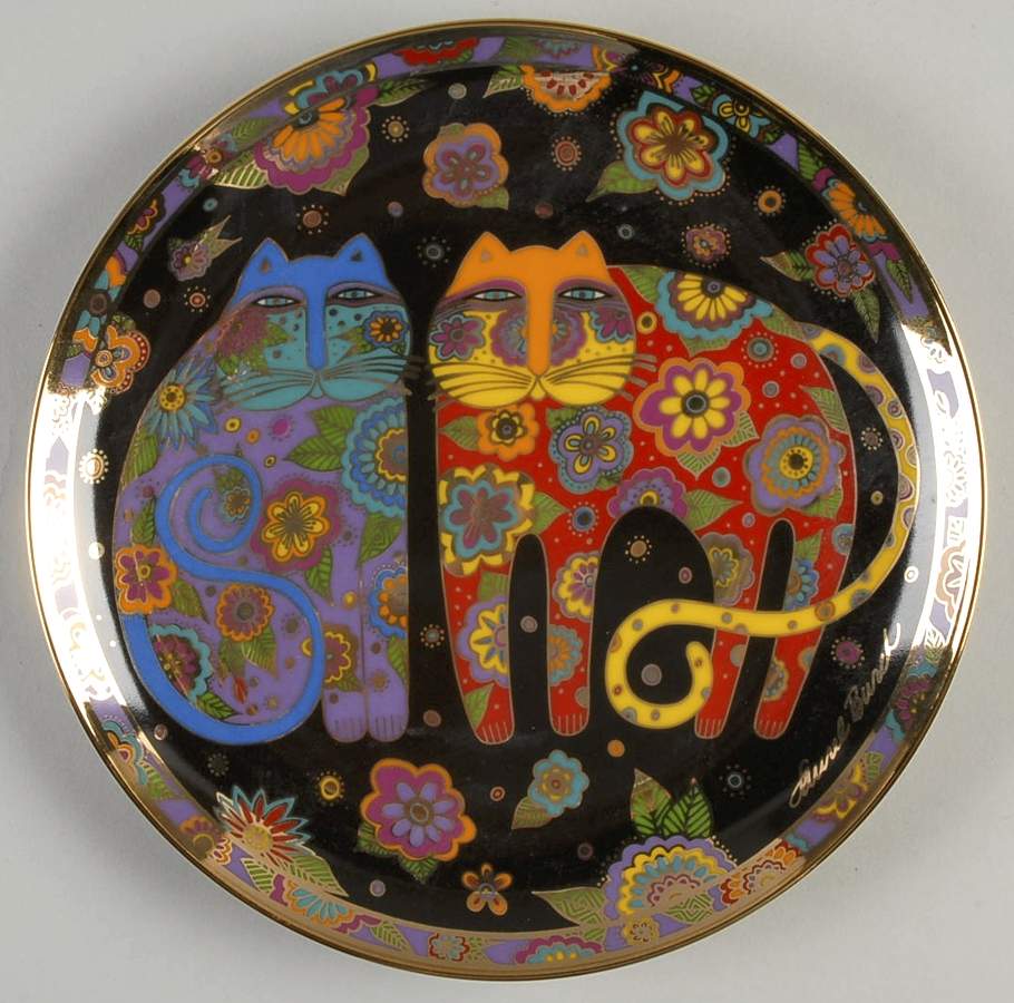 Laurel Burch Contemporary Cats Flowering Felines - No Box by Franklin Mint-1
