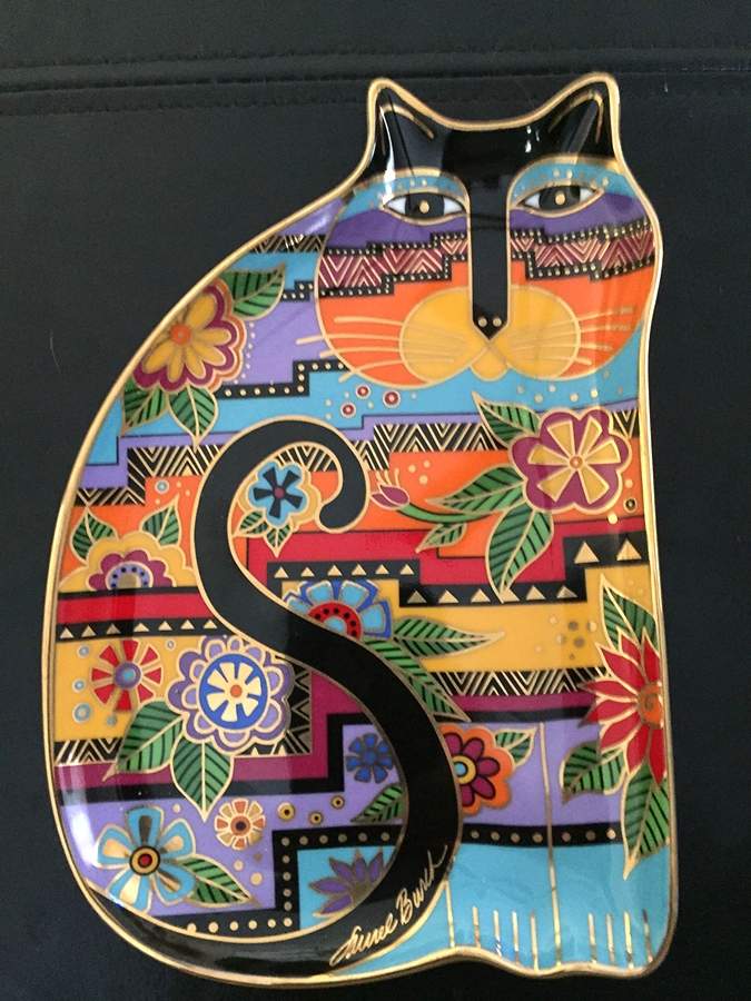 Laurel Burch Fanciful Cats Floral Feline - No Box by Franklin Mint-1