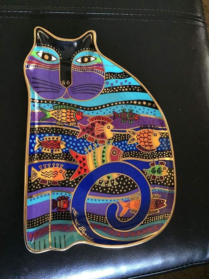 Laurel Burch Fanciful Cats Cat Fish - No Box by Franklin Mint-1