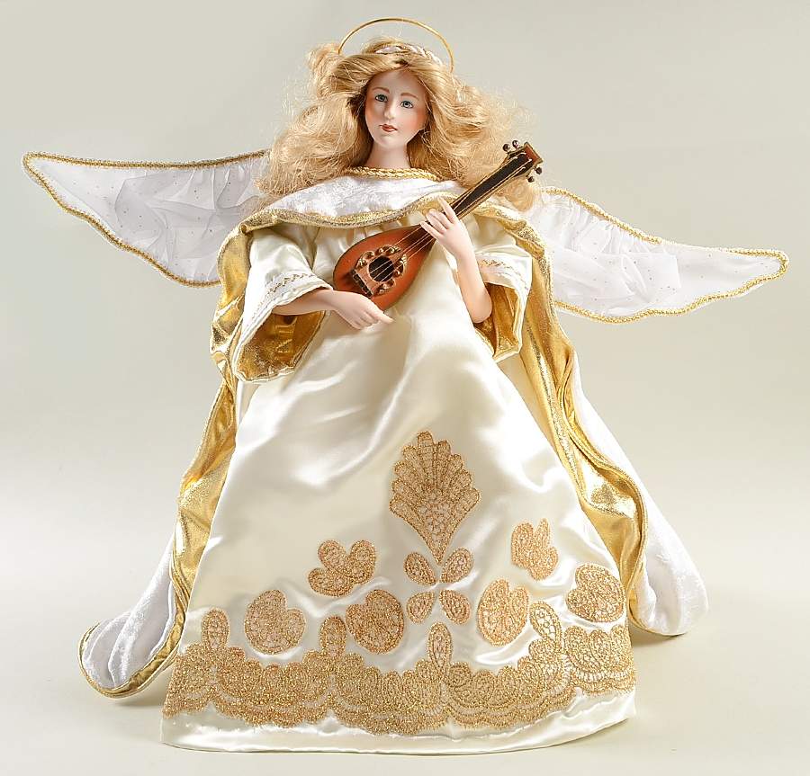 Franklin Mint Dolls Christmas Angel-With Mandolin - Boxed by Franklin Mint-1
