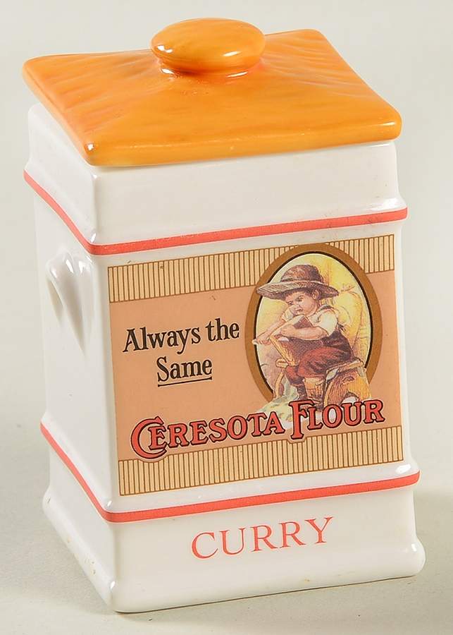 Country Store Spice Jar Curry-Ceresota Flour - Spice Jar Set-Ind Jar-Motif 7 by Franklin Mint-1