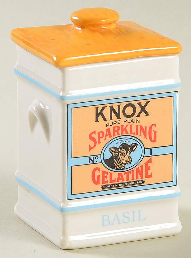 Country Store Spice Jar Basil-Knox Sparkling Gelatin - Spice Jar Set-Ind Jar-Motif 4 by Franklin Mint-1