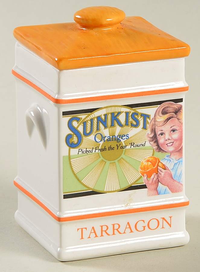 Country Store Spice Jar Tarragon-Sunkist Oranges - Spice Jar Set-Ind Jar-Motif 22 by Franklin Mint-1