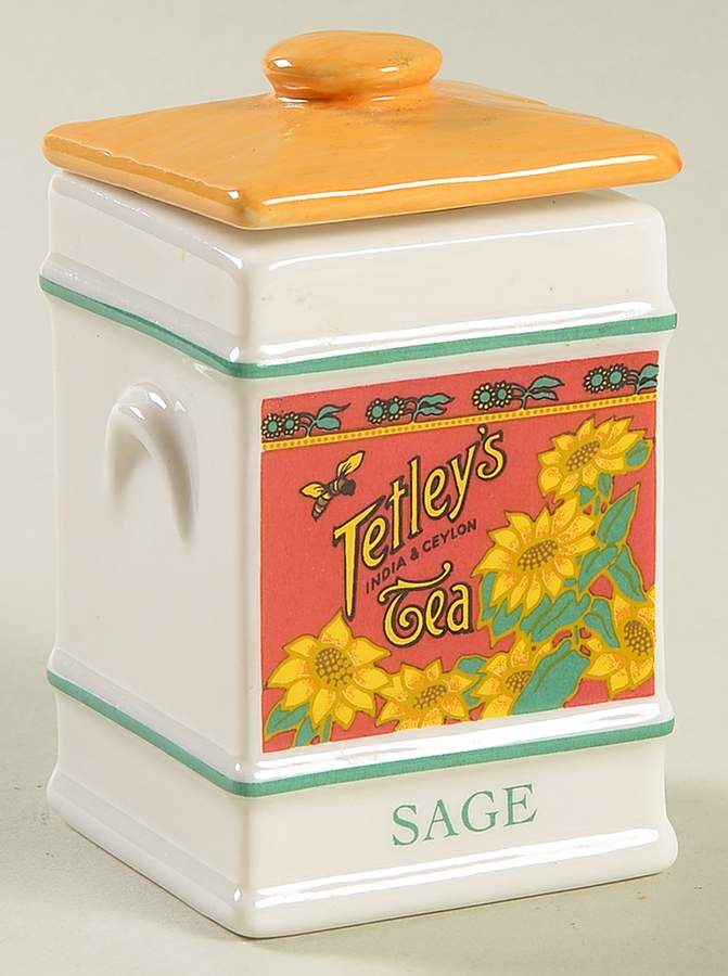 Country Store Spice Jar Sage-Tetleys Tea - Spice Jar Set-Ind Jar-Motif 21 by Franklin Mint-1