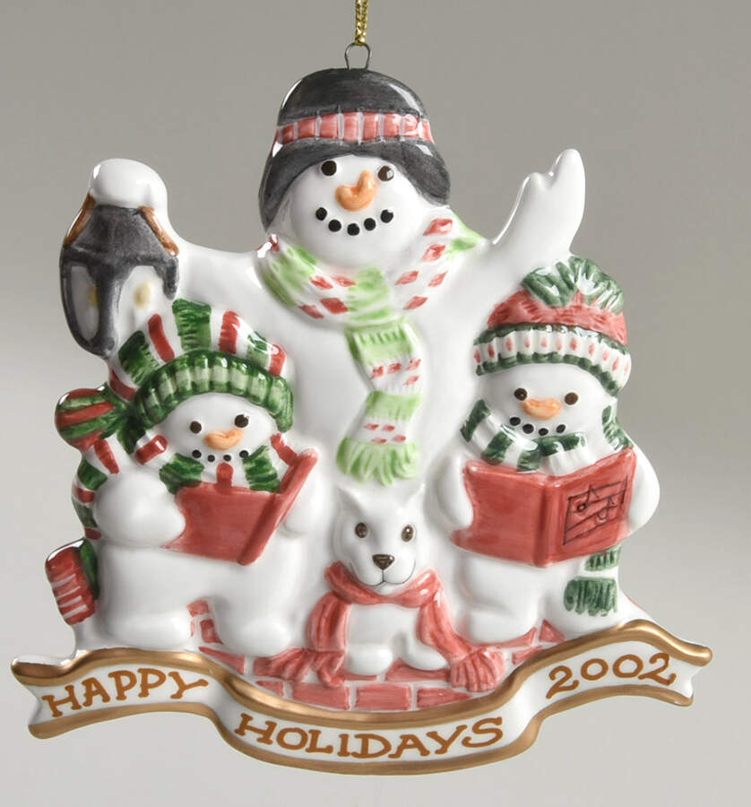 Fitz & Floyd Christmas Ornament Happy Holidays 2002-Snowmen - Boxed by Fitz & Floyd-1