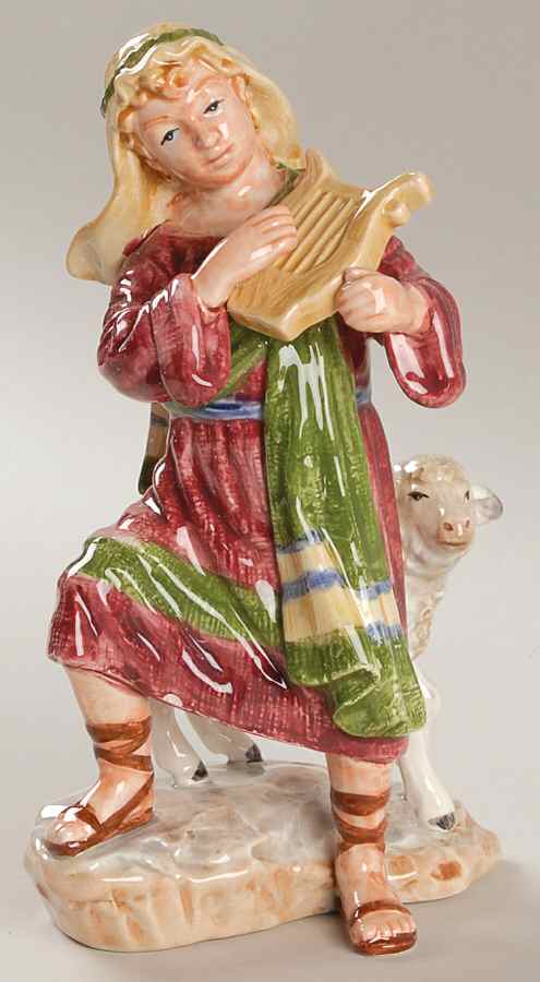 Nativity Figurines Shepherd W/ Harp - Boxed by Fitz & Floyd-1